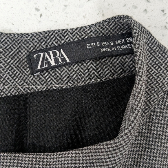 Zara gray front chest cut out Houndstooth sheath mini dress long sleeves size S - Picture 10 of 12